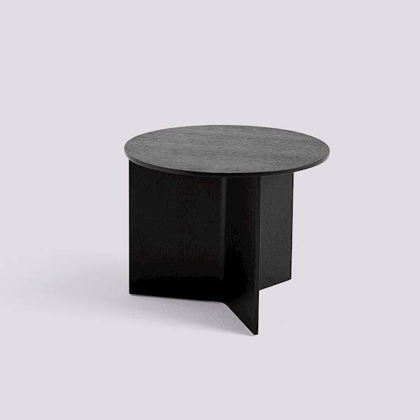 Slit Round Side Table by Hay #H35 x W45 x L45 / black-water-based-lacquered-oak