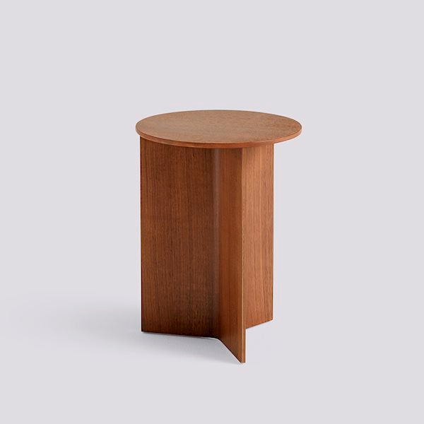 Slit Round Side Table by Hay #H47 x W35 x L35 / water-based-lacquered-walnut