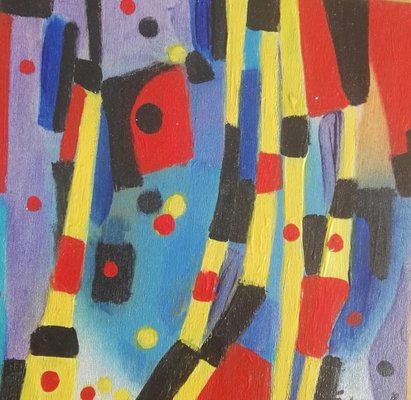 Abstract Composition - Original Oil on Table by M. Goeyens - 2000s 2000s-ZCI-761672