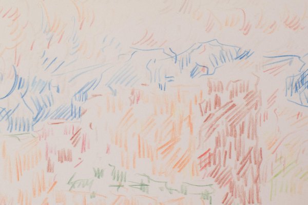 Abstract Expressionist Landscape Drawing, 1968, Crayon on Paper-AOI-1350945