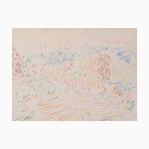 Abstract Expressionist Landscape Drawing, 1968, Crayon on Paper-AOI-1350945