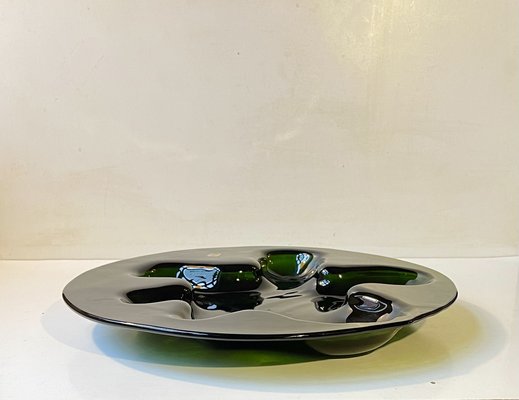 Abstract Green Glass Ikebana Flower Dish by Michael Bang for Holmegaard, 1970s-LCR-1801464