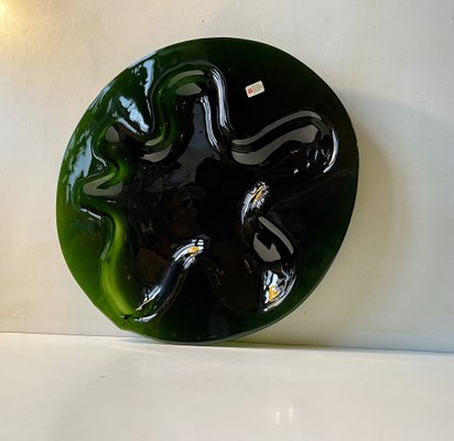 Abstract Green Glass Ikebana Flower Dish by Michael Bang for Holmegaard, 1970s-LCR-1801464