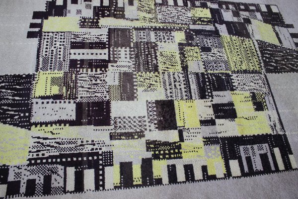 Abstract Handmade Wool Carpet, 1940s-TZ-970497