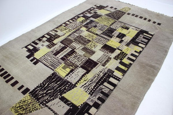 Abstract Handmade Wool Carpet, 1940s-TZ-970497