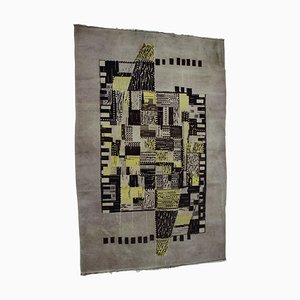 Abstract Handmade Wool Carpet, 1940s-TZ-970497