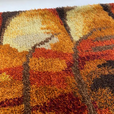 Abstract High Pile Rya Rug, Sweden, 1960s-QZ-1089662