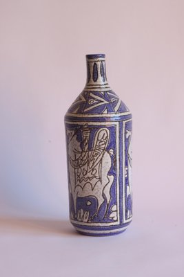 Abstract Horse Riders Ceramic Bottle from Fratelli Fianciullacci, Italy, 1950s-PLT-1148431