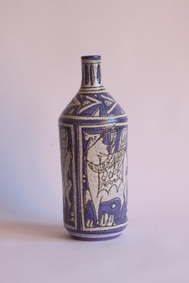 Abstract Horse Riders Ceramic Bottle from Fratelli Fianciullacci, Italy, 1950s-PLT-1148431