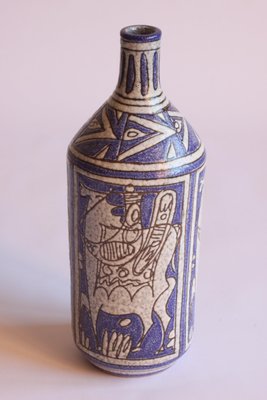 Abstract Horse Riders Ceramic Bottle from Fratelli Fianciullacci, Italy, 1950s-PLT-1148431