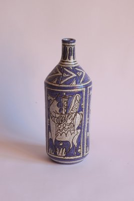 Abstract Horse Riders Ceramic Bottle from Fratelli Fianciullacci, Italy, 1950s-PLT-1148431