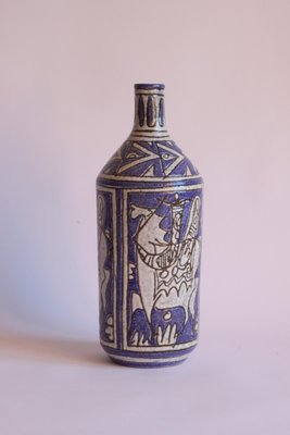 Abstract Horse Riders Ceramic Bottle from Fratelli Fianciullacci, Italy, 1950s-PLT-1148431