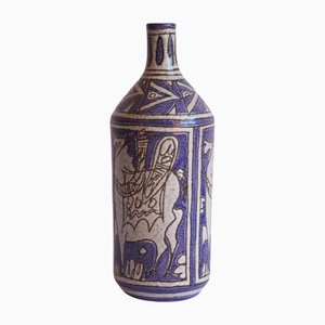 Abstract Horse Riders Ceramic Bottle from Fratelli Fianciullacci, Italy, 1950s-PLT-1148431