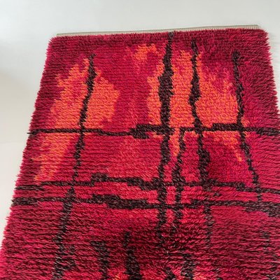 Abstract Scandinavian High Pile Örgryte Rya Rug Carpet, Sweden, 1960s-QZ-1128328