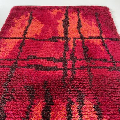 Abstract Scandinavian High Pile Örgryte Rya Rug Carpet, Sweden, 1960s-QZ-1128328