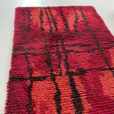 Abstract Scandinavian High Pile Örgryte Rya Rug Carpet, Sweden, 1960s-QZ-1128328