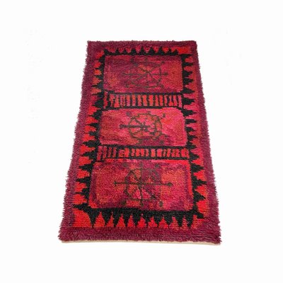 Abstract Scandinavian High Pile Rya Rug, 1960s-QZ-1143245