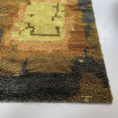 Abstract Scandinavian High Pile Rya Rug Carpet, Sweden, 1960s-QZ-1165936