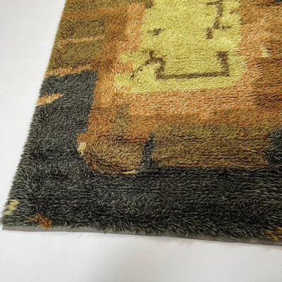 Abstract Scandinavian High Pile Rya Rug Carpet, Sweden, 1960s-QZ-1165936