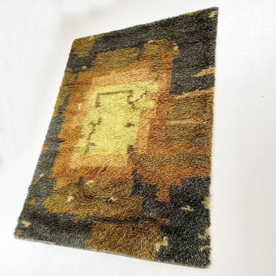 Abstract Scandinavian High Pile Rya Rug Carpet, Sweden, 1960s-QZ-1165936