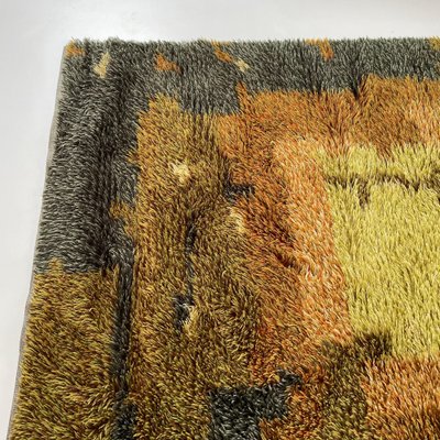 Abstract Scandinavian High Pile Rya Rug Carpet, Sweden, 1960s-QZ-1165936