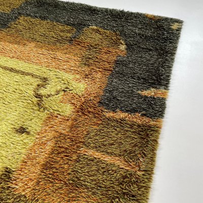 Abstract Scandinavian High Pile Rya Rug Carpet, Sweden, 1960s-QZ-1165936