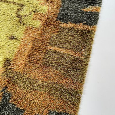 Abstract Scandinavian High Pile Rya Rug Carpet, Sweden, 1960s-QZ-1165936