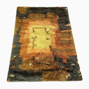 Abstract Scandinavian High Pile Rya Rug Carpet, Sweden, 1960s-QZ-1165936