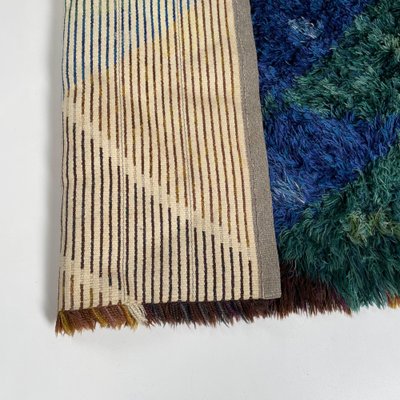 Abstract Scandinavian Multicolored High Pile Rya Rug, Sweden, 1960s-QZ-1274675