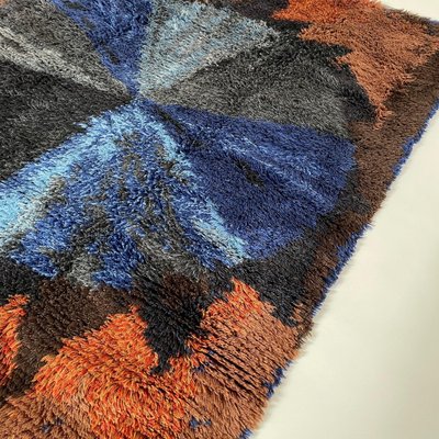 Abstract Scandinavian Multicolored High Pile Rya Rug, Sweden, 1960s-QZ-1274676