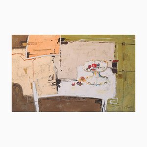 Abstract Still Life Painting, 20th-Century, Oil on Canvas, Framed-AOI-1239888