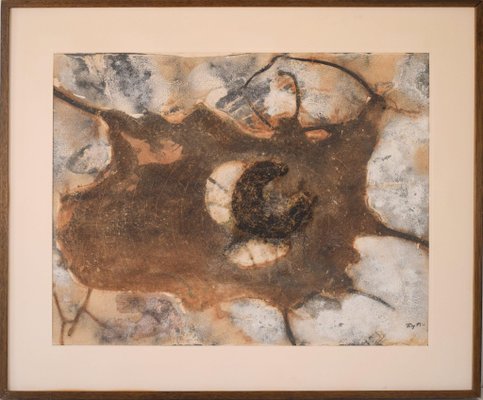 Abstract Work, Mid-20th Century, Mixed Media & Sand on Paper-AOI-1106917