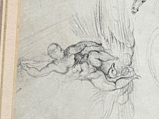 Academic Drawing of Miguel Angelo Scene, 19th-Century, Paper, Framed-UR-1336884