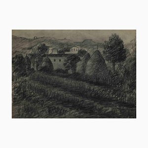 Achille Lega, Landscape, Charcoal Drawing, 1928-ZCI-1441714