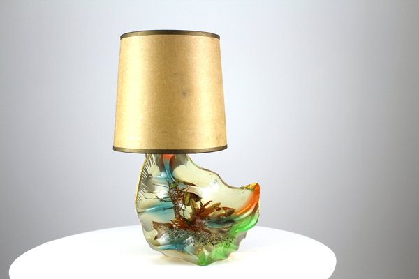 Acrylic and Parchment Table Lamp, 1950s-ZWH-541268