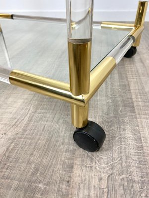 Acrylic, Brass & Glass Bar Serving Cart Trolley, Italy, 1970s-LYQ-1171640