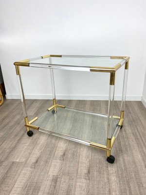 Acrylic, Brass & Glass Bar Serving Cart Trolley, Italy, 1970s-LYQ-1171640