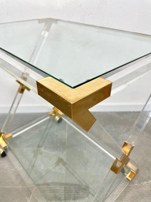 Acrylic Brass & Glass Serving Cart, Italy, 1970s-LYQ-1171490