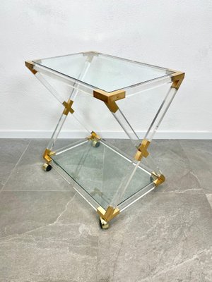 Acrylic Brass & Glass Serving Cart, Italy, 1970s-LYQ-1171490