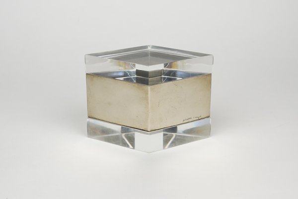 Acrylic & Chrome Decorative Box by Gabriella Crespi, Italy, 1970s-LYQ-1193052