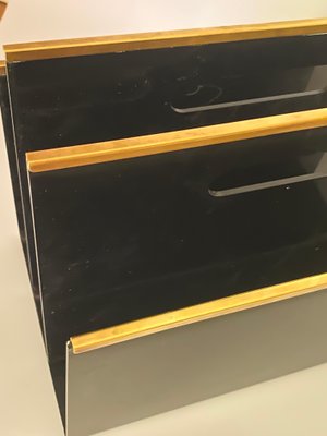 Acrylic Glass and Brass Magazines Stands, France, 1970s-UR-1367260