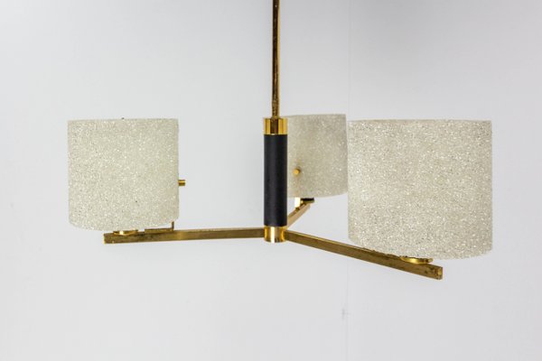 Acrylic Glass and Brass Pendant Lamp or Chandelier from Arlus, France, 1950s-RIU-1142284