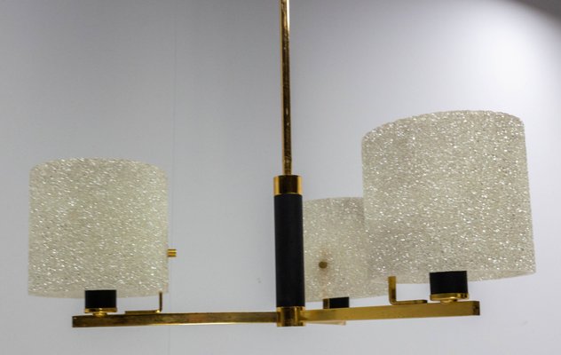 Acrylic Glass and Brass Pendant Lamp or Chandelier from Arlus, France, 1950s-RIU-1142284