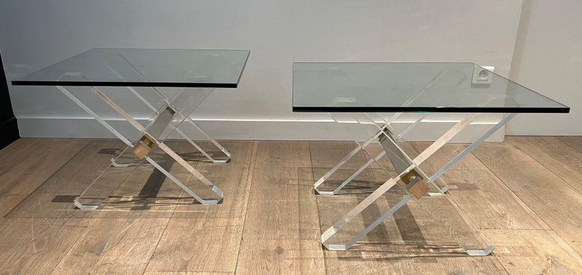 Acrylic Glass and Chrome Side Tables, 1970s, Set of 2-BA-1706060