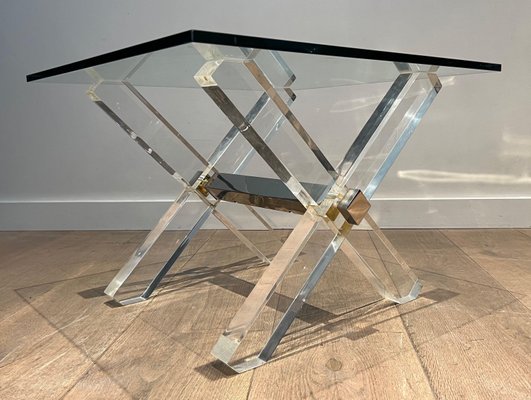 Acrylic Glass and Chrome Side Tables, 1970s, Set of 2-BA-1706060