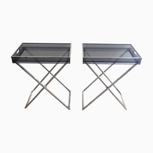 Acrylic Glass and Chrome Side Tables, Set of 2-BA-1365872