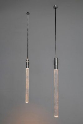 Acrylic Glass and Metal Pendants by Angelo Mangiarotti, Set of 2-LMR-1424589