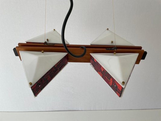 Acrylic Glass and Wood Ceiling Lamp with Enamel Artwork from Esperia, Italy, 1960s-RDS-1736596