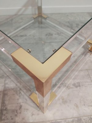 Acrylic Glass & Brass Side Tables, 1970s, Set of 2-WBX-570556