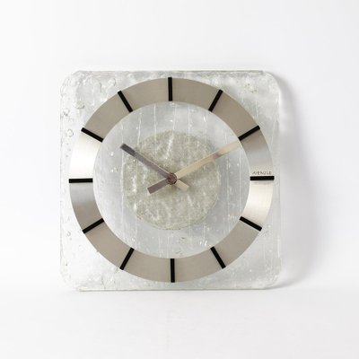 Acrylic Glass & Brushed Aluminium Wall Clock from Kienzle, 1970s-IXK-1185284